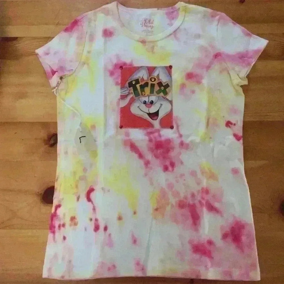 New! Old navy Tie dye Trix the Rabbit T-shirt girl L handmade - Picture 1 of 5